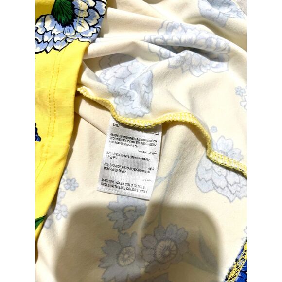 Charter club top floral blouse cathalina cloth yellow and blue colorful women' L - Picture 4 of 5
